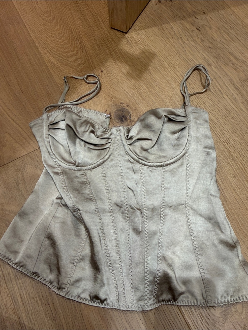 House of CB Satin Bustier Top in Champagne